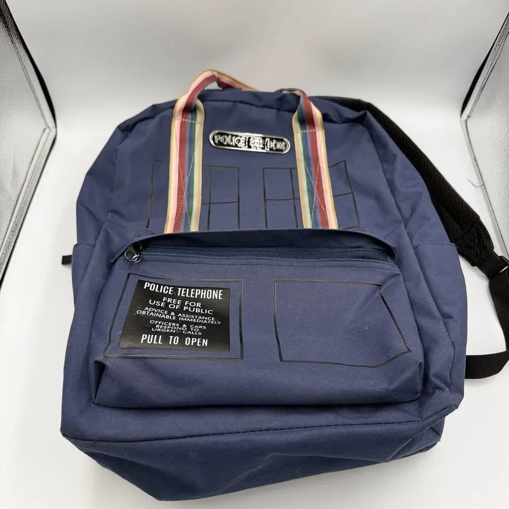 Doctor Who TARDIS Backpack BBC 2019 Blue Police Box Rainbow Trim Licensed
